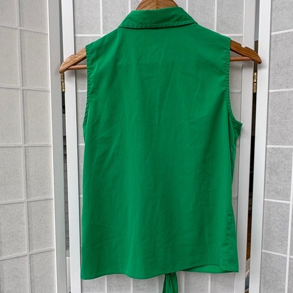 Banana Republic XS Green Tie Front Sleeveless‎ Blouse Polished Chic Workwear - Picture 4 of 6